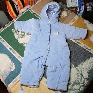 New Potatoes 6M Infant Baby Blue & White Floral Print Insulated Body Jacket